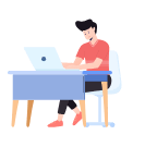 パソコンに向かって仕事をしている人のイラスト